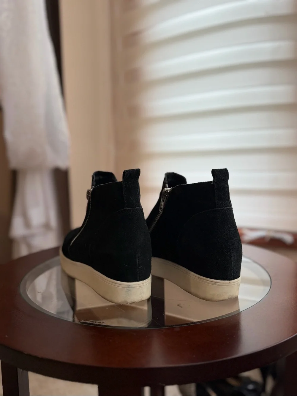 Steve Madden Black Suede Platform Zip Ankle Boots